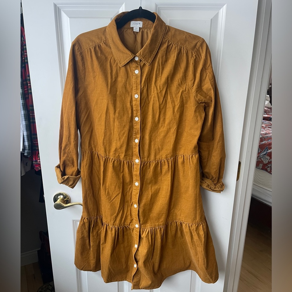 J. Crew Long Sleeve Corduroy Mustard Dress